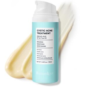 BellamiLuxx Cystic Acne Treatment for Face: Hormonal Acne Treatment Cream for Teens & Adults – Salicylic Acid & Tea Tree Oil Pimple Spot Remover – Anti-Acne Moisturizer Reduces Redness, Blemishes