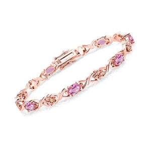 Gem Stone King Infinity Link Gemstone Birthstone Tennis Bracelet for Women | 18K Rose Gold Plated Silver | Oval 6X4MM | 7 Inch with Secure Clasp | Fine Jewelry for Her Mom Wife Anniversary