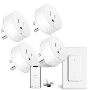 WiFi Smart Outlet Plug with Remote,GreenCycle 4 Electric Smart Plug with Magnetic Base Remote,Compatible with Alexa and Google Home via Tuya,15A/1500W，Remote Control from Anywhere,TUV FCC List(2.4G)