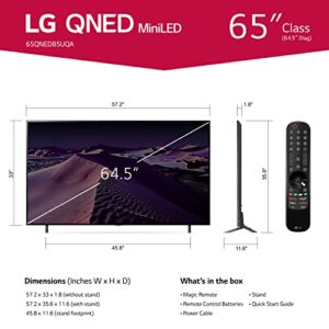 LG QNED 85 Series 65” Alexa Built-in 4k Smart TV (3840 x 2160), 120Hz Refresh Rate, AI-Powered 4K, Dolby Cinema, WiSA Ready, Cloud Gaming (65QNED85UQA, 2022)
