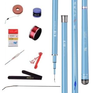 Carbon Fishing Rod Hand carp Travel Gear Pole and Reel Combo Telescopic Set (5.7m) ()