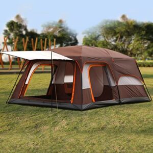6 Person Tent Double Layer Tent for Camping Family,Waterproof Outdoor Tent with Porch,2 Bedroom+Living Room Tent,Advanced Ventilation Dome Tent