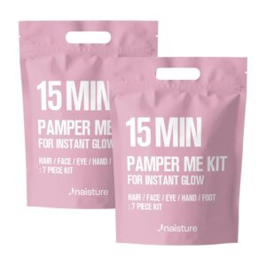 Naisture 15 Min Pamper Me Kit Duo (2-Pack) Spa Skincare Gift Set for Women with Hair Masks, Hand & Foot Masks, Eye Masks and Face Masks
