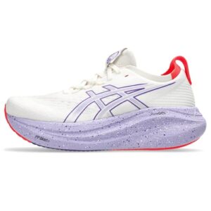 ASICS Womens Gel-Nimbus 27 Tokyo Running Shoes, CREAM/EDO PURPLE, 6