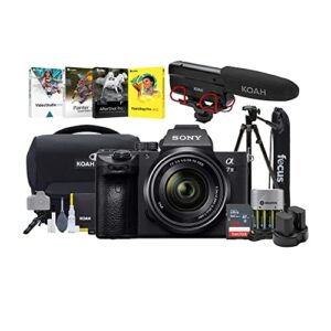 Sony Alpha a7 III Full Frame Mirrorless Camera with 28-70mm Lens Bundle with Deluxe Software Suite, Video Microphone Mic, Card, Battery (2-Pack) and Dual Charger, Accessory Kit, and Tripod (7 Items)