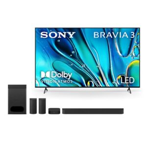 Sony 75-Inch 4K Ultra HD BRAVIA 3 LED Smart TV (K-75S30) 2024 Model + BRAVIA Theater System 6 5.1ch Home Theater Sound Bar Bundle