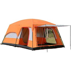 Camping with 2 Extra Dark Sleeping Cabins for 5-12 Person Outdoor Doble Layer Family Tent Waterproof Windproof Beach Tent Sun Shelter Dome Tent for Festivals Garden (Blue 5) (Orange 8) (Orange 8)
