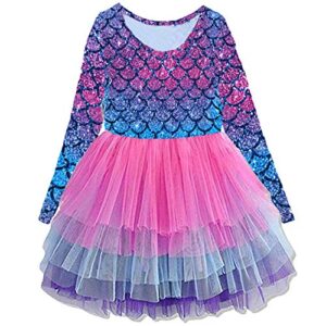 VIKITA Girls\’ Winter Long Sleeve Toddler Party Tulle Dresses, LH4594 4T