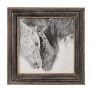 Custom Black and White Horses 31 1/2″ Square Framed Wall Art