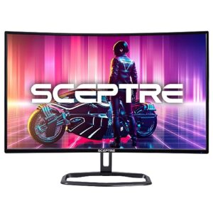 Sceptre Curved 32\” FHD 1080p Gaming Monitor Up to 240Hz 1ms 99% sRGB AMD FreeSync Premium Build-in Speakers, HDMI x3 Displayport Machine Black (C325B-FWD240)