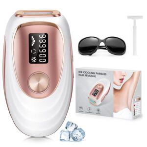 LYSMOSKI Laser Hair Removal, IPL Hair Removal with Ice-Cooling System for Painless & Long-Lasting Result, Safe At-Home Hair Remover Device for Armpits Back Legs Arms Face Bikini Line, Rose Gold