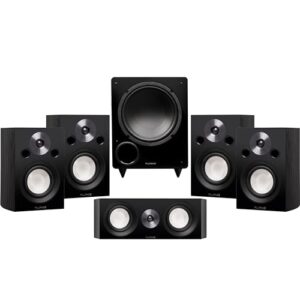 Fluance Reference Compact Surround Sound Home Theater 5.1 Channel Speaker System Including 2-Way Bookshelf, Center Channel, Rear Surround Speakers and DB10 Subwoofer – Black Ash (X851BC)