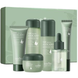 Avocado Skincare Sets, 6Pcs Skincare Gift Set with Facial Cleanser, Face Serum, Face Cream, Eye Cream, Toner, moisturizing Lotion, Skin Care Sets & Kits, Hydrating Facial Kit for women