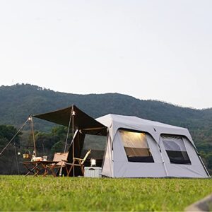 Tents Layer Double Camping Tent 12 Person, Family Cabin Tents, 2 Rooms, Straight Wall, 3 Doors and 3 Window with Mesh, , Big Tent for Outdoor, Picnic, Friends Gathering ( Color : With Exterior Tent ,