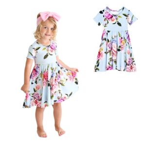 Posh Peanut Girls Dresses – Soft Toddler Twirl Dress Made with Viscose from Bamboo – Fall, Spring, Summer Dresses for Girls (3-4 Years) Country Rose