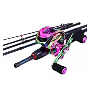 Telescopic Fishing Rod Fishing Rod 1.8m -2.4m M Power Carbon Fiber Baitcsting 5 Section Rod and 9+1BB Left/Right Hand Casting Reel Fishing Combos Set Outdoors Fishing Pole (1.98m and Left Hand) ()