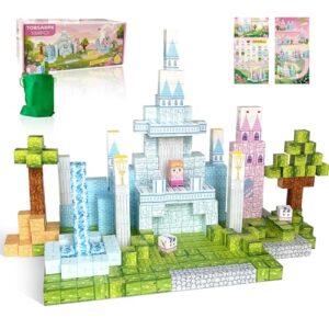 150 PCS Castle Magnet Building Cubes, Tiles Construction Toys Incorporating Magnet for Kids, STEM Sensory Toys for Girls Boys 3 4 5 6+ Years Old, Birthday