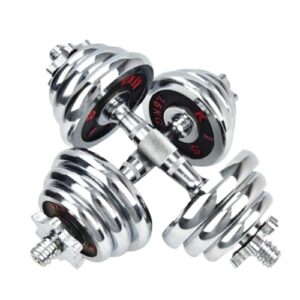 HAMEXLN Dumbells Dumbbell Set, Adjustable Weight Set Metal Links Used as Barbell, Chrome Weights Home Gym Workout Training Dumbell Set, 50kgA, Silver