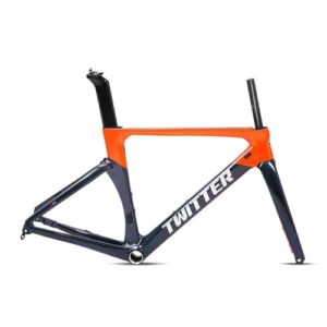 KLYso 46/48/50/52/54cm Lightweight Wind-Breaking Disc Brake Frame Thru Axle 100/142mm Internal Routing 700c Road Bike Frameset Carbon Racing Frame(Orange,50CM)