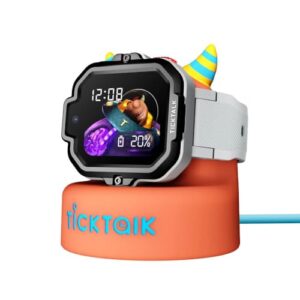 TickTalk 5 Cellular Kids Smart Watch (T-Mobile’s Network) with GPS Tracker & Video Calling and Power Base Bundle – with Free Parent Apps – for Ages 3+