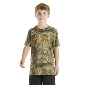 Carhartt Boys’ Short Sleeve Camo Print T-Shirt, Mossy Oak Country DNA, Small(8/10)