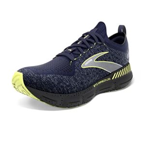 Brooks Men’s Glycerin StealthFit GTS 20 Supportive Running Shoe – Blue/Ebony/Lime – 15 Medium