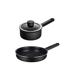 Cookware Set Black Pan with Lid Cutlery Collection Cookware Cutlery Cookware Nonstick Kitchen Supplies (Color : Black, Size Black (Black