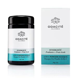 Odacité Acne Cream for Face – 4-in-1 Powder Masque Synergie 4 – Detoxifying Facial Mask with Clay & Charcoal, Clay Mask Detox for Pores and Blackheads, 1.41 oz