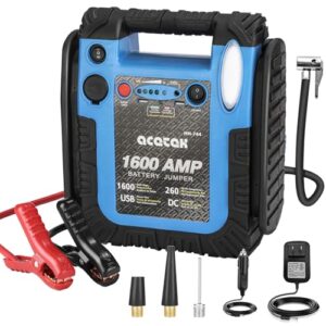 acetek Jump Starter,1600 Peak Amp 12 Volt Jump Starter with Air Compressor, Auto Lead-Acid Battery Booster (Up to 6L Gas or 6L Diesel Engine) with LED Light & USB Output