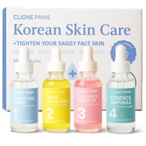 Korean Skin Care Set For Women – Gift For Women Korean Anti Aging Skin Care Products Lifting, Firmness & Hydration Essence, Mask, Booster & Ampoule Set for Radiant Smooth Looking Skin