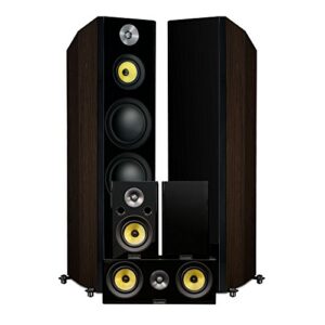 Fluance Signature HiFi Surround Sound Home Theater 5.0 Channel Speaker System Including 3-Way Floorstanding Towers, Center Channel and Rear Surround Speakers – Natural Walnut (HFHTBW)