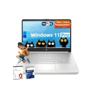 HP Business Student Laptop Computer – Windows 11 Pro & Microsoft Office Lifetime | 14 inch HD | AI-Powered, 12 Hr Batter | HP N-Serious Laptop| 16GB RAM, 128GB UFS, 256GB Extend Micro SD | Silver