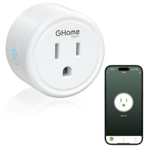 GHome Smart Mini Wi-Fi Plug, Smart Home Wi-Fi Outlet Compatible with Alexa, Google Home & IFTTT, No Hub Required, UL Certified, 2.4G WiFi Only, 1 Count (Pack of 1), White