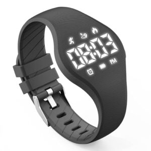 Konewos Kids Led Fitness Tracker Watch for Boys Girls, No App, Digital Sport Wristwatch, Waterproof, with Pedometer Alarm Clock, for Teens Children Students Ages 5-16 (Black)