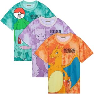 Pokemon Top T Shirt for Boys Girls Teenagers Pikachu Pack of 1 or 3 Pack Funny Tshirts (13-14 Years, Multi, 3)