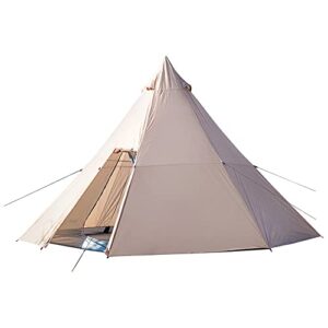 QZQHNYJ Outdoor Indian Tent Ultralight Teepee Tent Family Pyramid Tent for Backpacking, Camping, Hiking, Bushcraft, Travel, Winter Camping (Khaki 460X460X300C