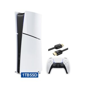 PlayStation 5 Slim Digital with 1TB SSD Storage, Wireless Dualsense Controller – PS5 Gaming System, White  (Renewed) 