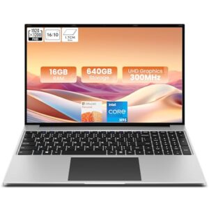 jumper 16 Inch Laptop, 4-Core N95 Processor, Up to 3.4Ghz, 16GB RAM, 640GB Storage,1200p FHD IPS Display, Windows 11 Computer, Office 365 1-Year Subscription, WiFi-6, 38Wh Battery.