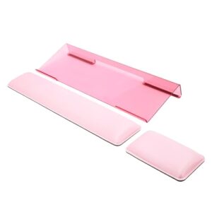 ShunChengFa Computer Keyboard Wrist Rest Bracket, Memory Foam Keyboard Wrist Rest Set, Non-Slip Silicone Base, pergonomic and Convenient Typing, ain Relief,Suitable for Office, Work, Gaming (Pink)