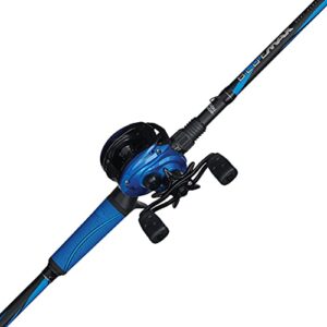 Abu Garcia Blue Max Low Profile Baitcast Reel and Fishing Rod Combo, 7\’