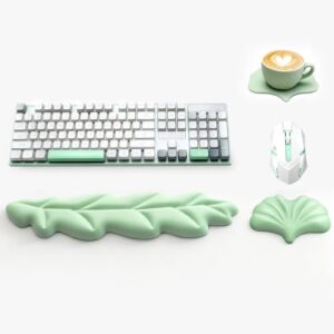 Ergonomic Leaf Keyboard and Mouse Wrist Rest Set, Extra Wide & Thick Memory Foam for Carpal Tunnel Pain Relief, Non-Slip Base, PC/Mac/Laptop, Gift for Office Work, Gaming