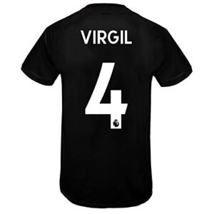 Liverpool FC Boys Virgil 4 Poly Training Kit T-Shirt Black Red Stripe 8-9 Yrs