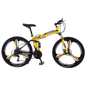 Folding Bikemountain Bicycle Adult 26 Inch 21/24/27 Speed Shock Dual Disc Brakes Student Bicycle Assault Bike Folding Car,A-21Speed