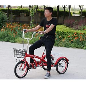 Three Wheel Bike Outdoor Adult Tricycle Mountain 16 Inch with Cargo Basket Three-Wheel Adult Bicycle for Men & Women Complete Beach Cruiser Trike – Red Cycling Pedalling