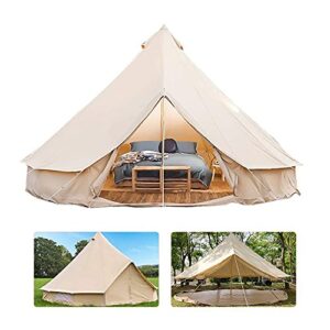 VICIYOO Bell Tent Indian Tent Diameter 3M/4M/5M/6M Cotton Canvas Large Family Tents 4 Season Outdoors Yurt Bell Tent Glamping for Camping