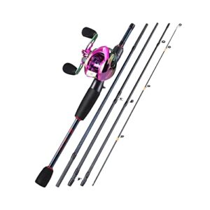 Telescopic Fishing Rod Fishing Rod 1.8m -2.4m M Power Carbon Fiber Baitcsting 5 Section Rod and 9+1BB Left/Right Hand Casting Reel Fishing Combos Set Outdoors Fishing Pole (1.98m and Left Hand) ()