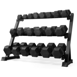 RitFit 5-780LBS Rubber Coated Hex Dumbbell Weight Set with Rack and Adjustable Weight Bench for Home Gym, Strength Training, Workouts
