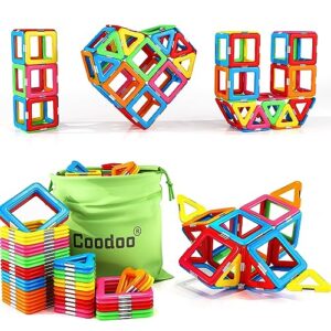 Coodoo Upgraded Magnetic Blocks Tough Tiles STEM Toys for 3+ Year Old Boys and Girls Learning by Playing Games for Toddlers Kids, Compatible with Major Brands Building Blocks – Starter Set