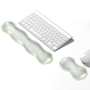 Gel Keyboard Wrist Rest Set, Clear Wrist Rest for Keyboard and Mouse, Ergonomic Keyboard Mouse Wrist Rest for Typing Pain Relief, Suitable for Office, Gaming, Computer, Laptop – Transparent Green