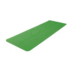Yoga Mat TPE Sport Mat 183X61cm Yoga Non-slip Acupressure Execise for Gym Floor with Position Line (Black)